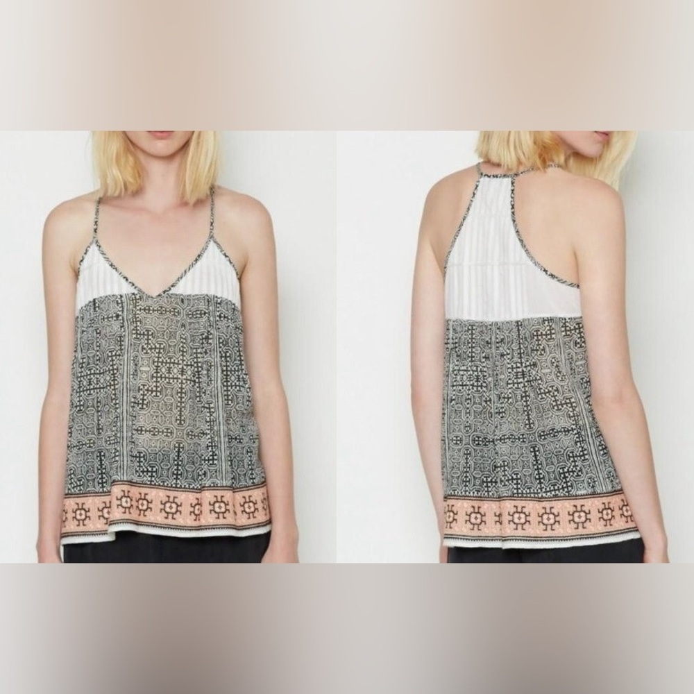 Joie Embroidered Aztec Spaghetti Strap Tank‎ Top Small Lightweight Flowy Casual